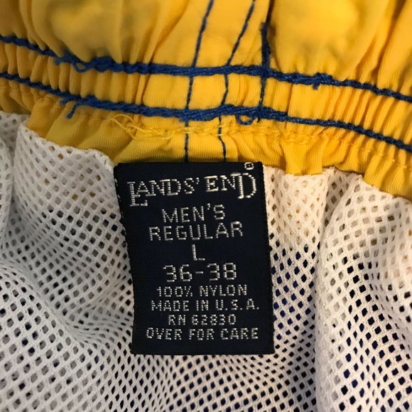 Lands' End Mens Royal blue Drawstring Pockets Swim Trunks Size L 36-38 - Picture 3 of 7